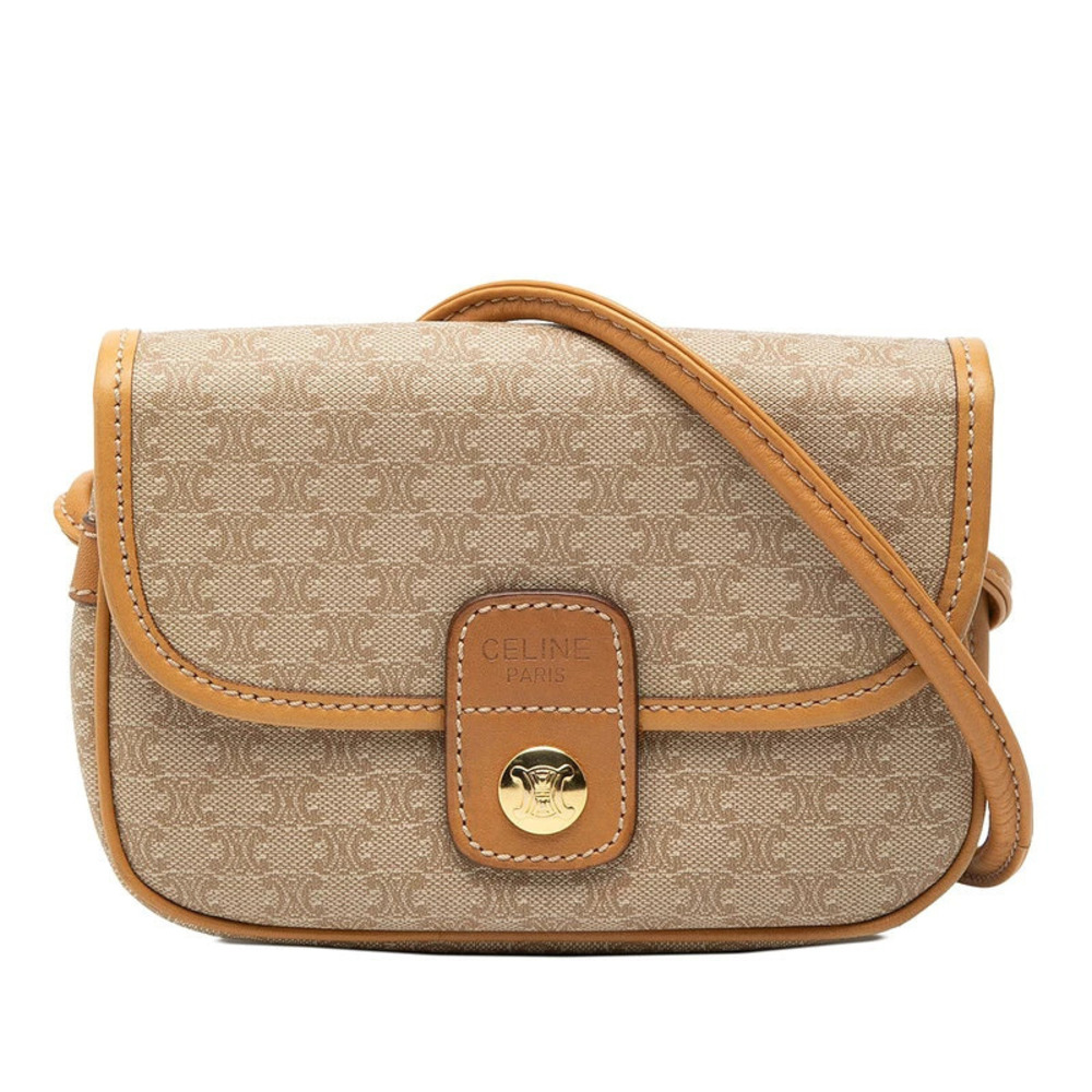 Celine Macadam Crossbody Bag Beige Cream Leather